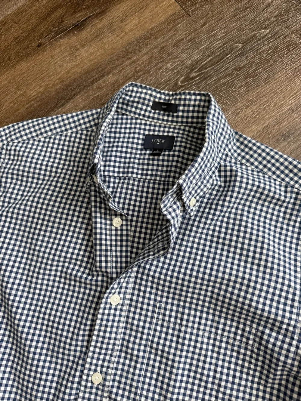 J.Crew Slim Fit Gingham Button-Down Shirt Men’s Small Blue White 100% Cotton NWO